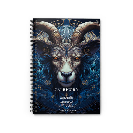 Capricorn Zodiac Traits | Original Art | Spiral Notebook - Ruled Line