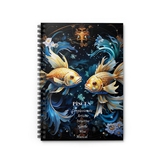 Pisces Zodiac Traits | Original Art | Spiral Notebook - Ruled Line