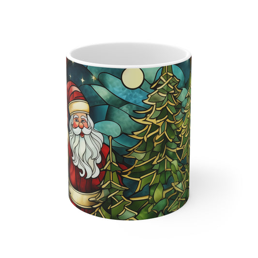 Santa Clause and Christmas Tree | Ceramic Mug 11oz