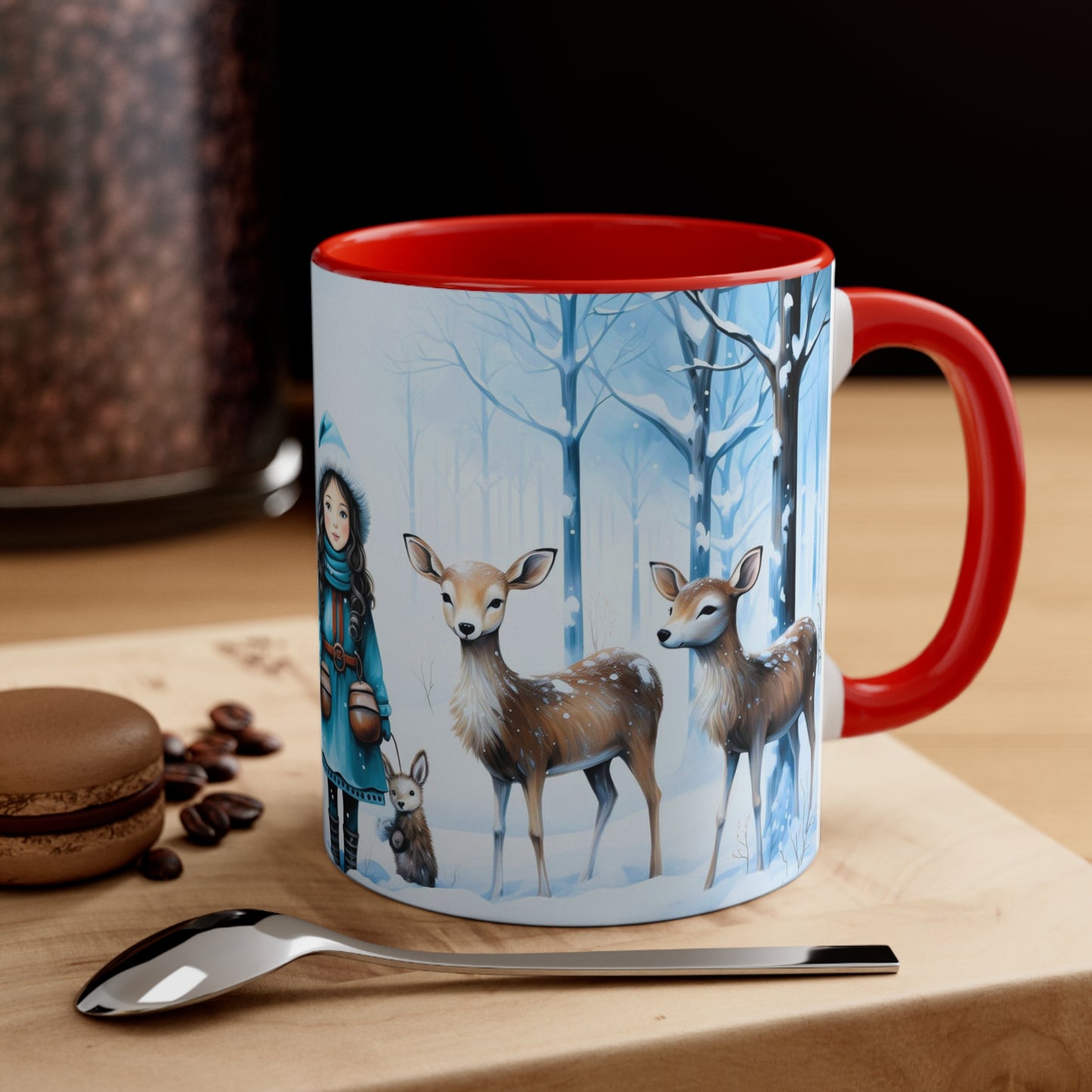 Girl with Deers in the Forest  | Ceramic Mug