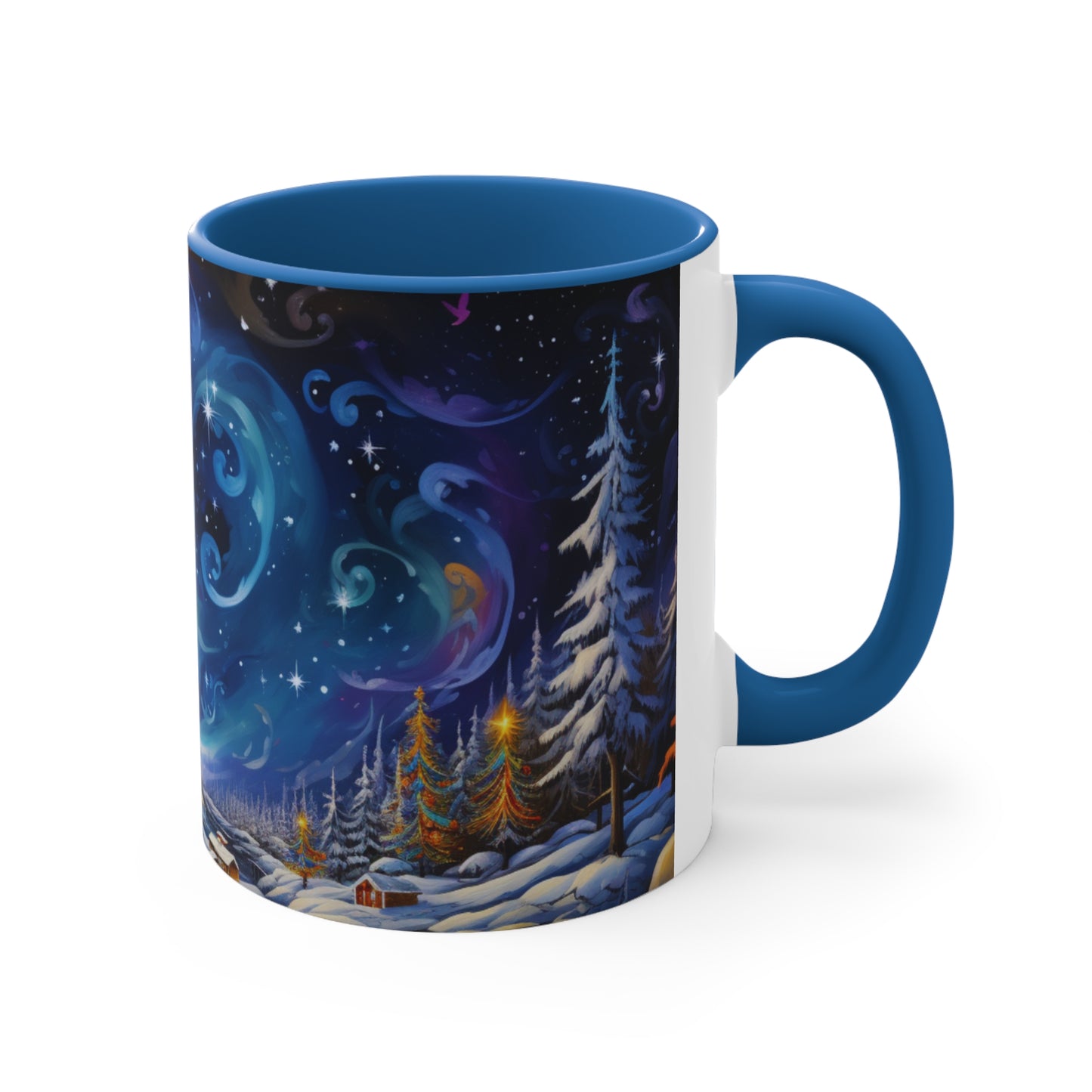 Christmas tree and northern lights   | Ceramic Mug | Original Art