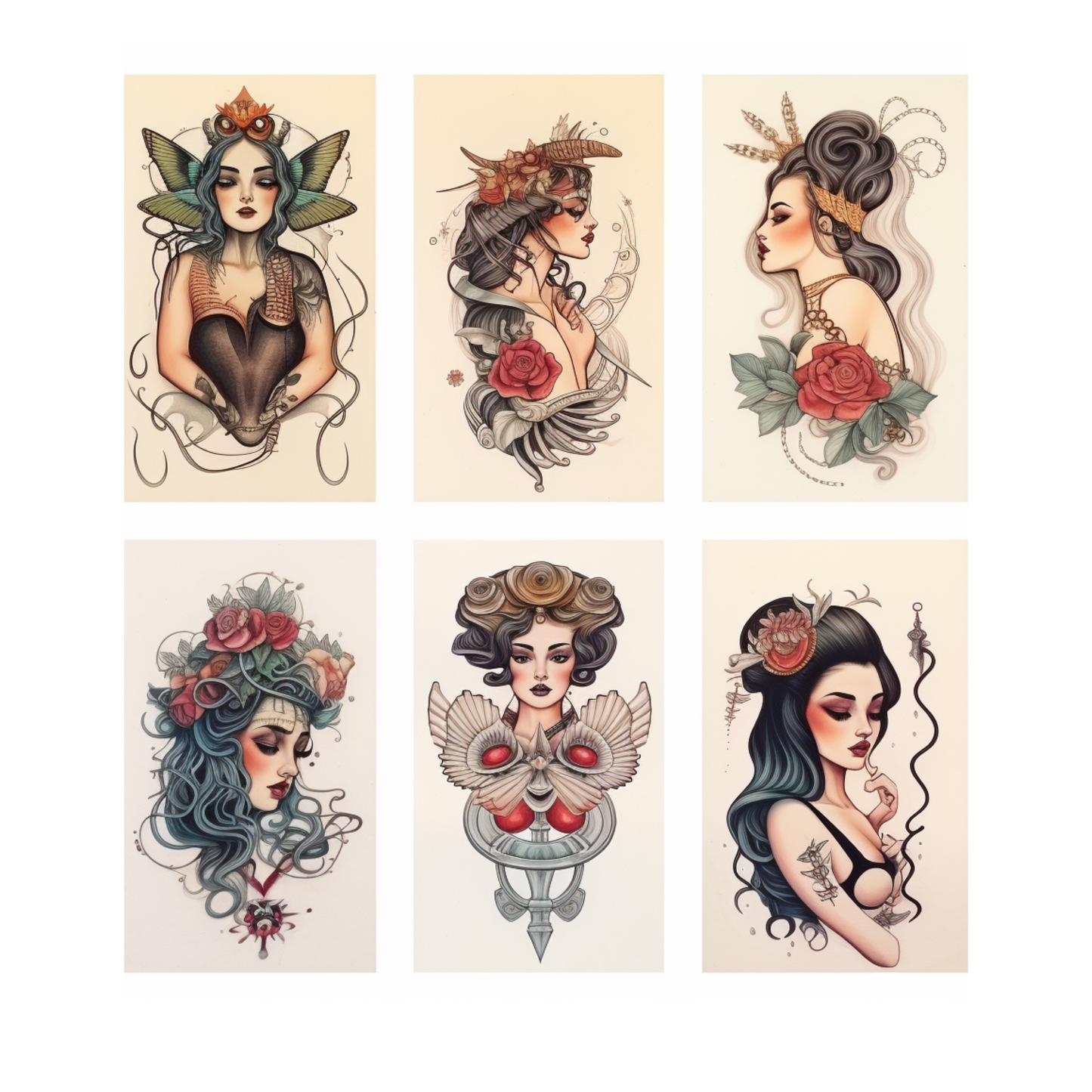Funky Woman Tattoo Art | High resolution PNG file | Instant download