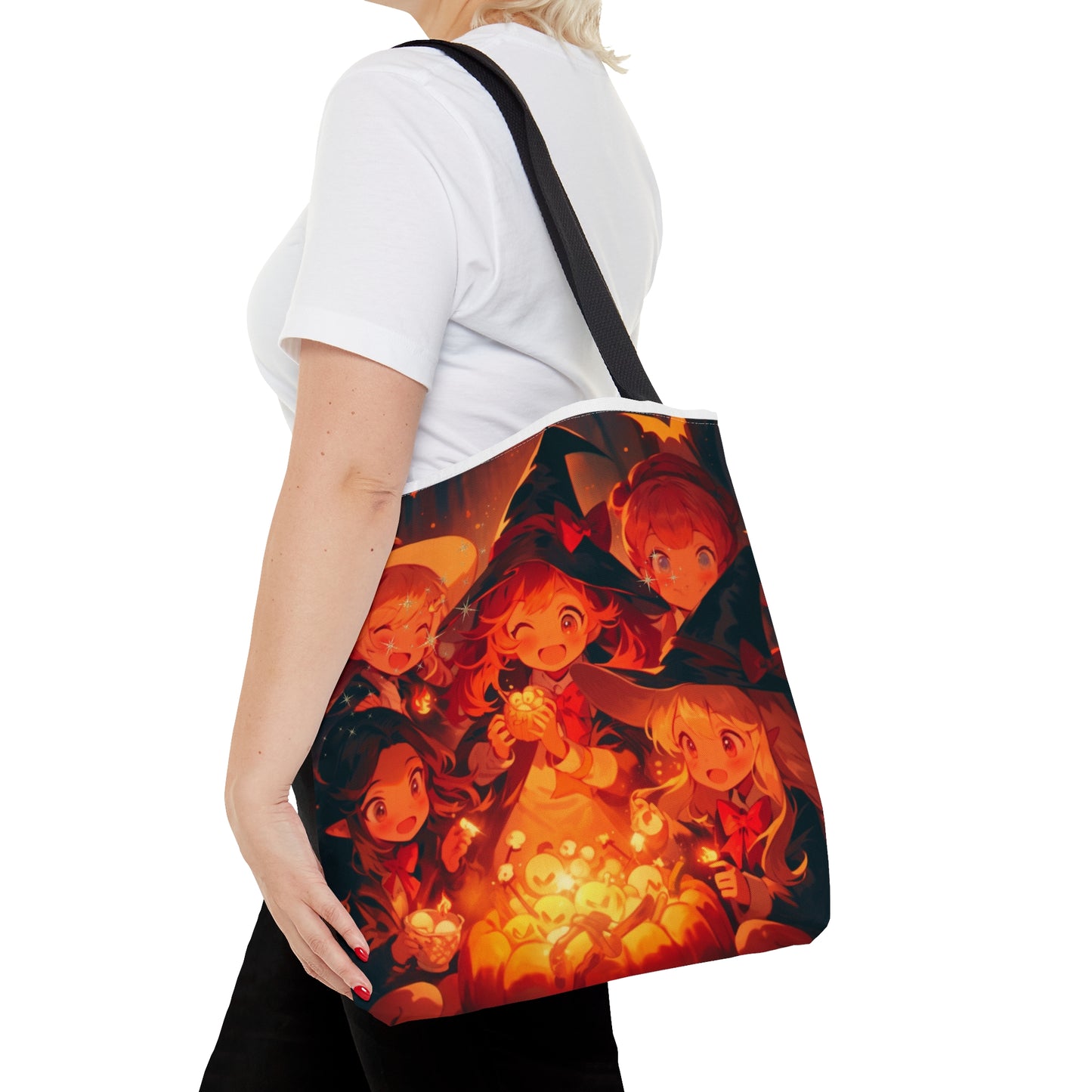 Young Witches with pumpkins | Original Art |Tote Bag | All over print, 2 sided