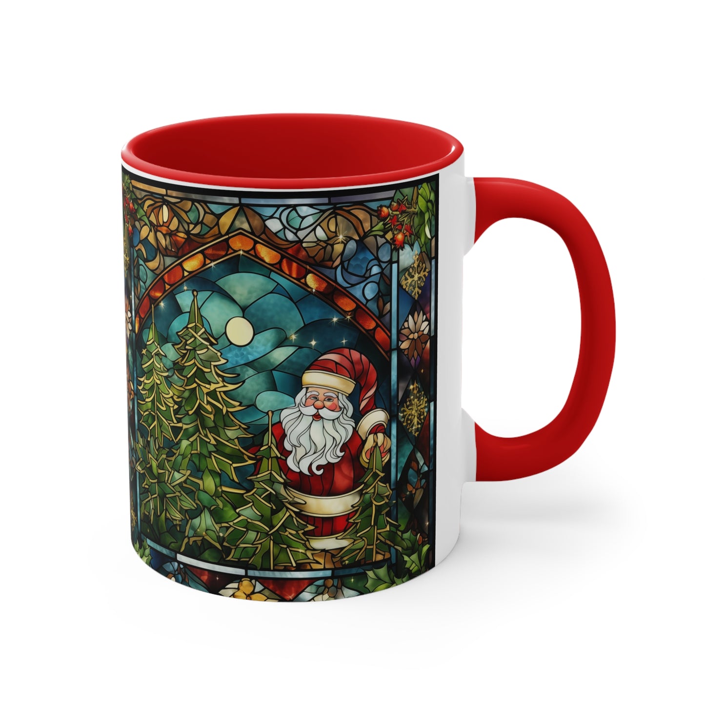 Santa Clause in the moonlight with Christmas Trees | Ceramic Mug
