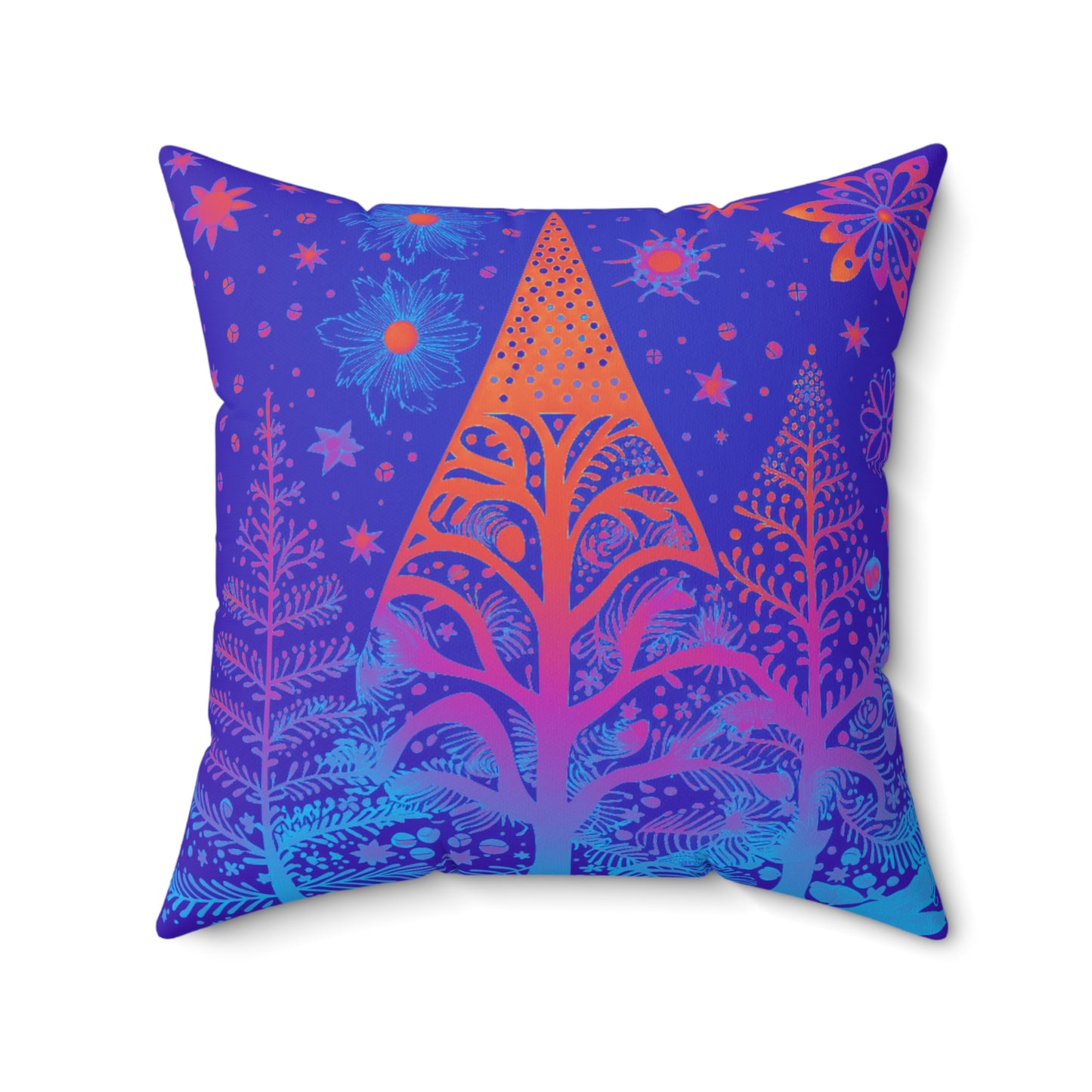 Purple and Blue Christmas Trees | Square Pillow | Home Decor | 2 sizes available