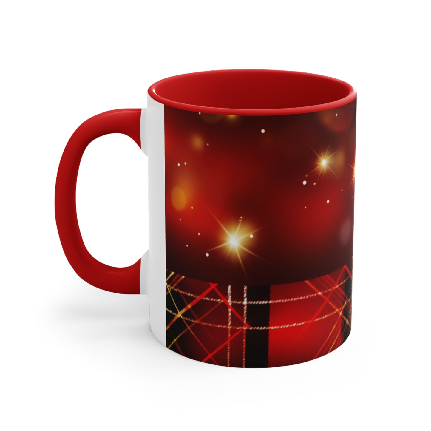 Red Stars and Plaid border  | Ceramic Mug