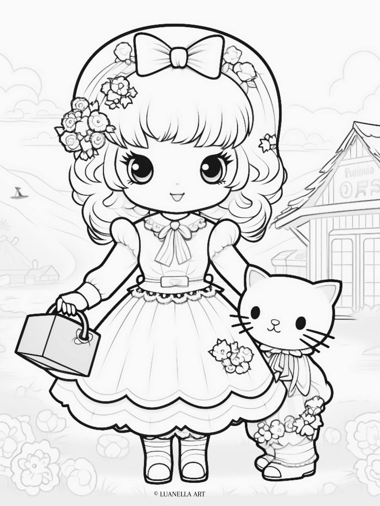 My Melody first day of school with Sanrio friend | Coloring Page | Instant Digital Download