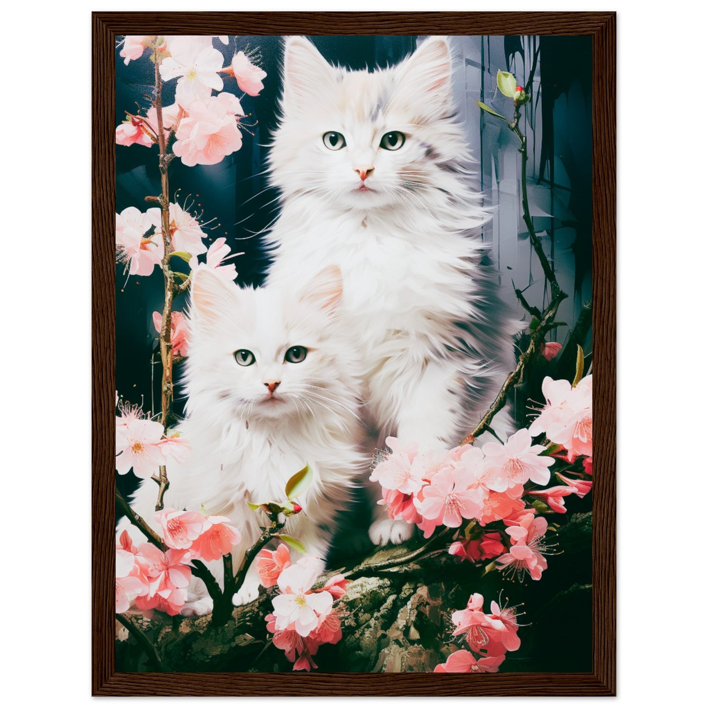Kittens friends and flowers | Original Wall Art