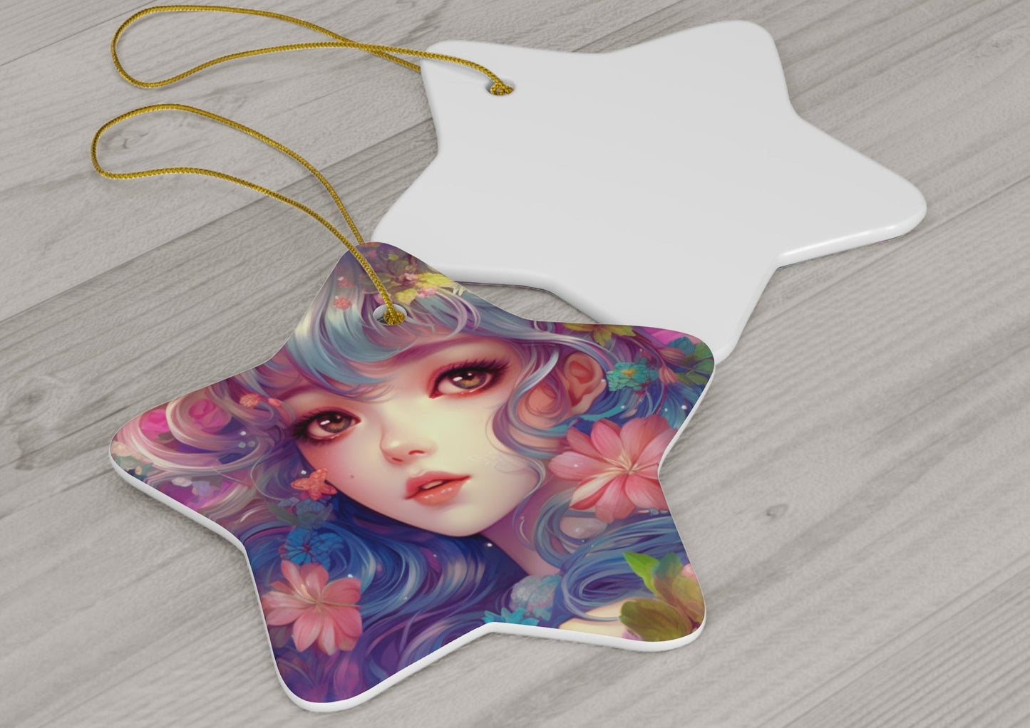 Angel Girl  | Christmas Tree Ornament | Ceramic Ornament | ( Available in 4 shapes - Snowflake, Star, Heart and Circle)