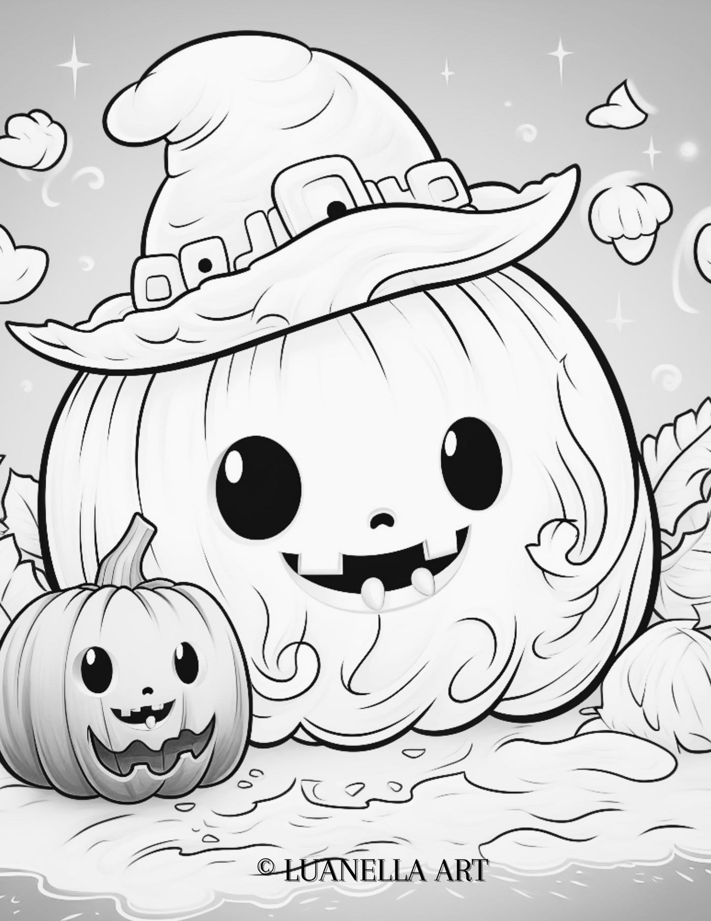 Cute Kids Halloween Pumpkin Ghost | Coloring Page | Instant Digital Download