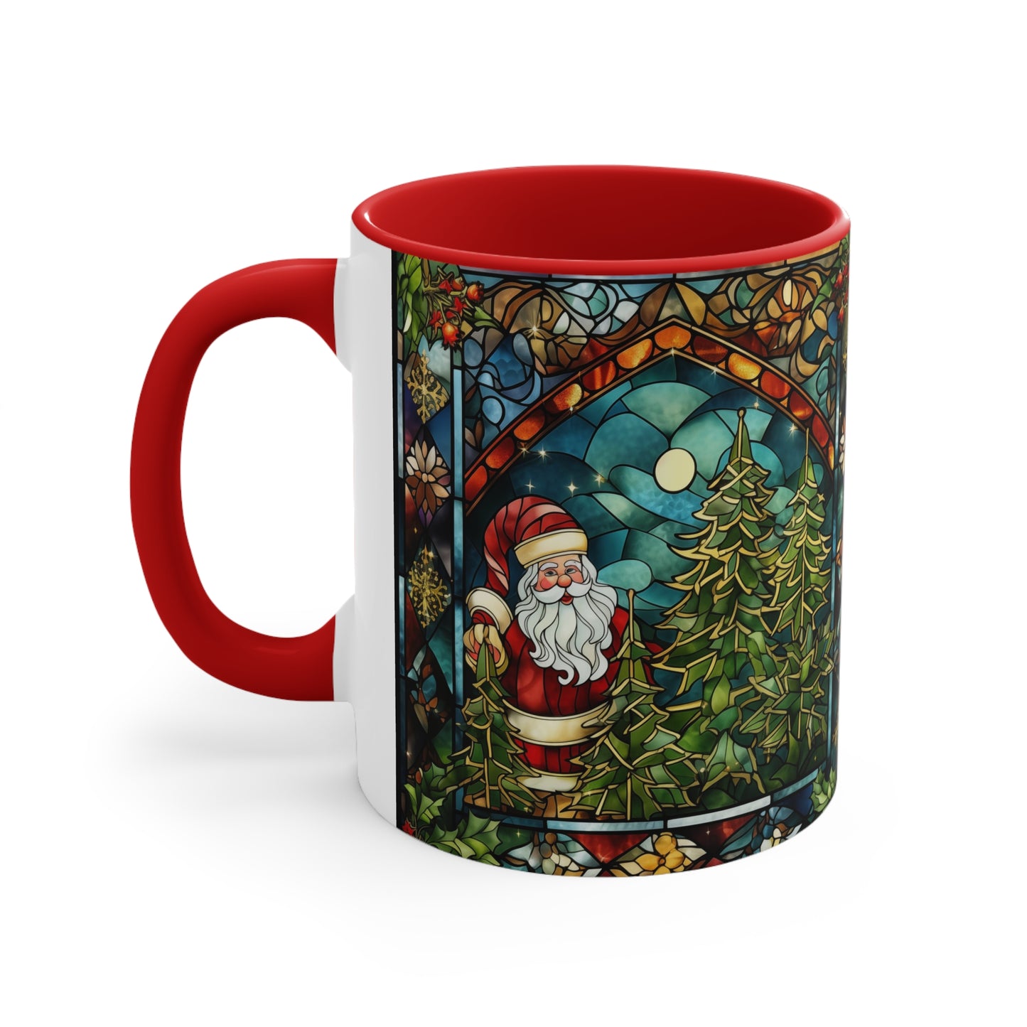 Santa Clause in the moonlight with Christmas Trees | Ceramic Mug