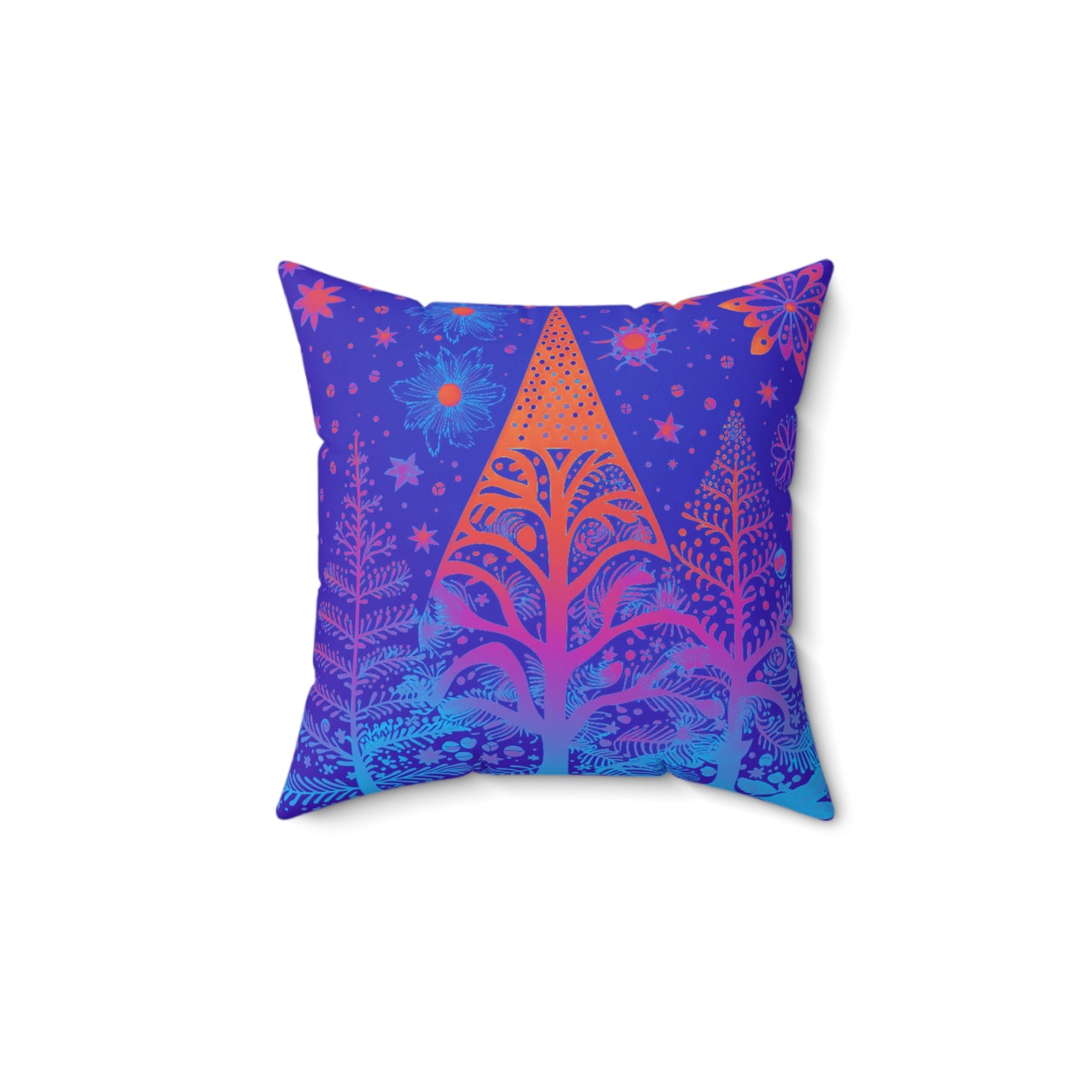 Purple and Blue Christmas Trees | Square Pillow | Home Decor | 2 sizes available