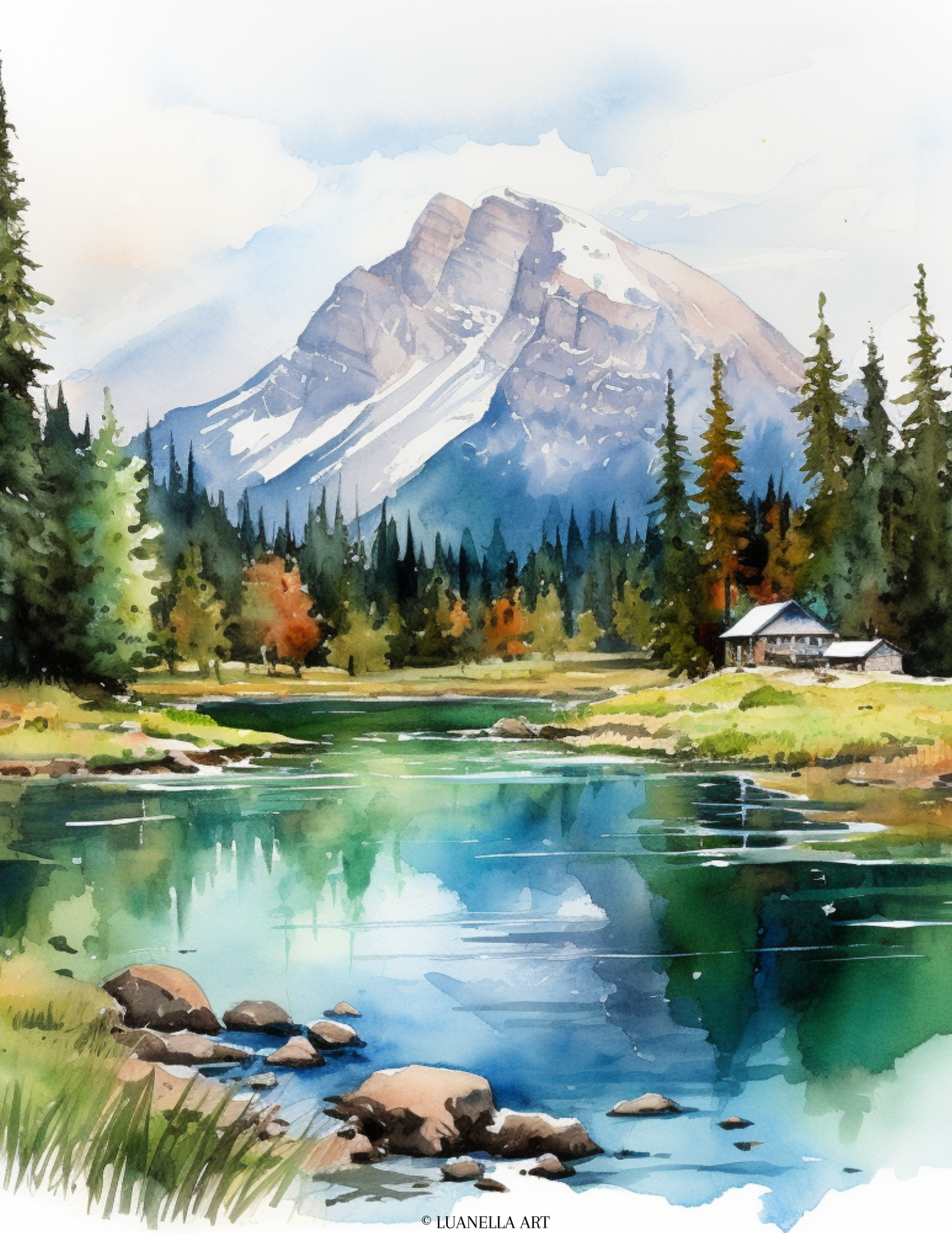 Banff Watercolor | Art Print | Instant Digital Download