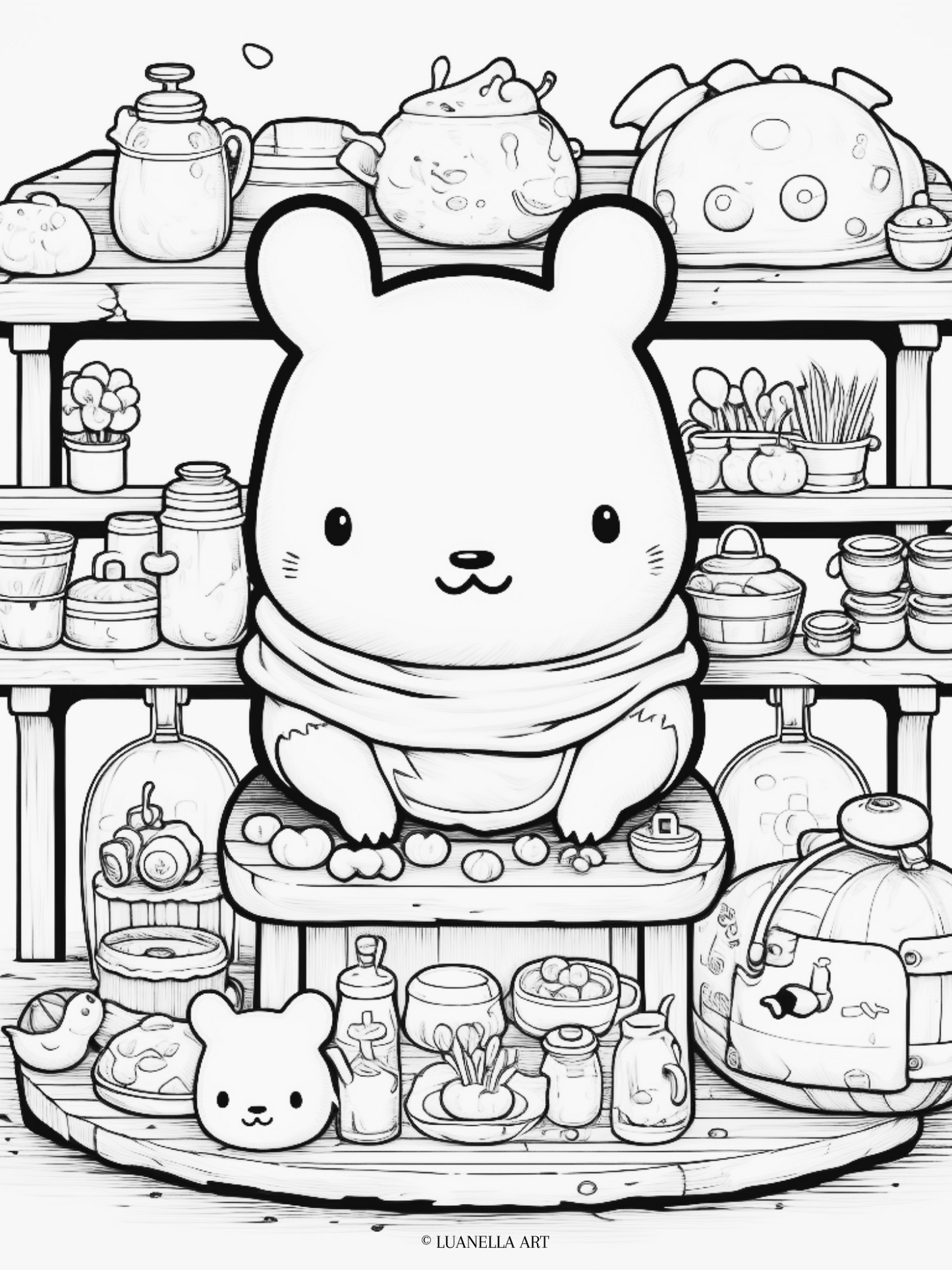 Pompompurin in the kitchen | Coloring Page | Instant Digital Download