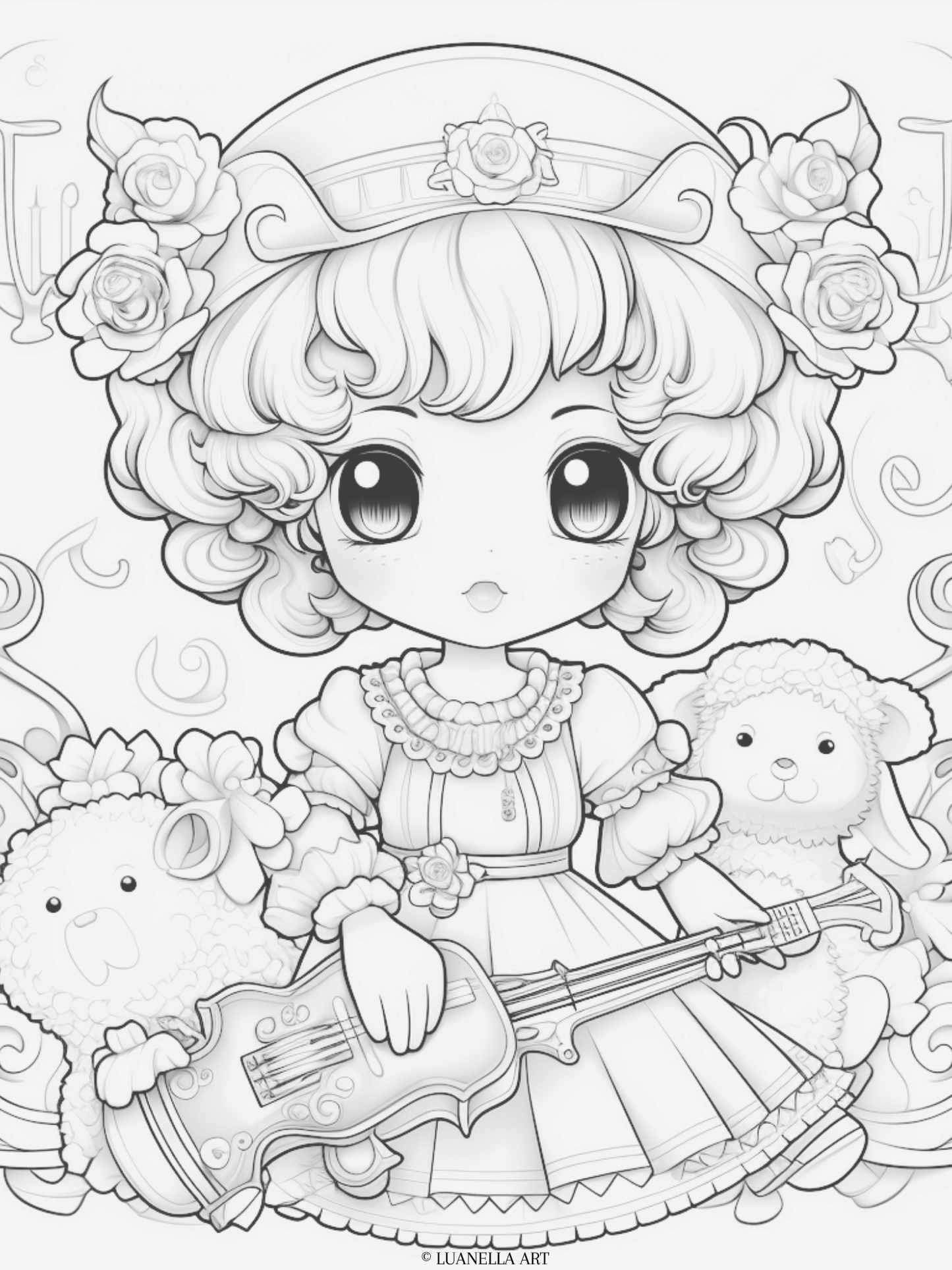 Cinnamoroll and a sweet sheep, Sanrio Character | Coloring Page | Instant Digital Download
