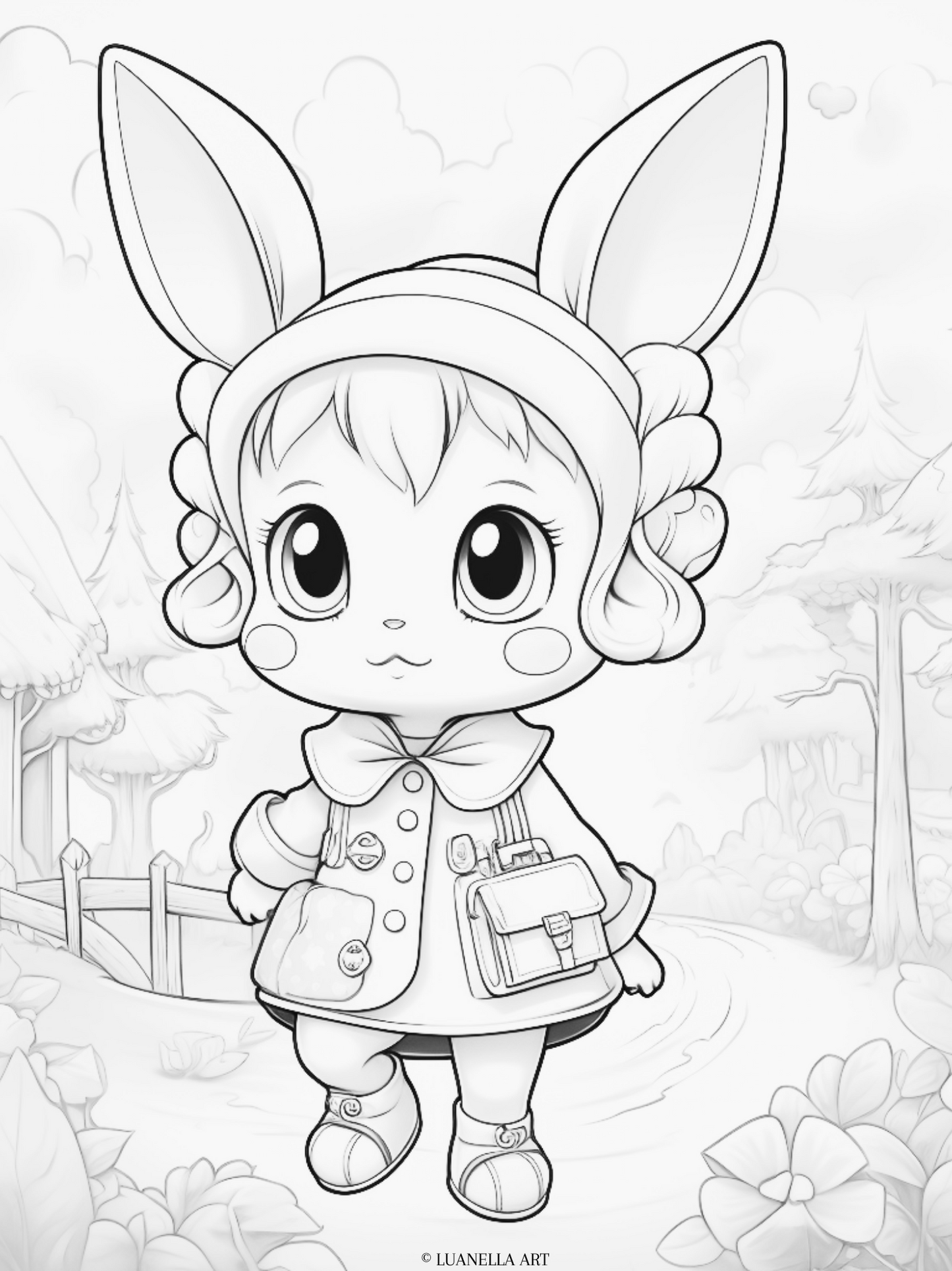Cute boy in rabbit suit | Coloring Page | Instant Digital Download