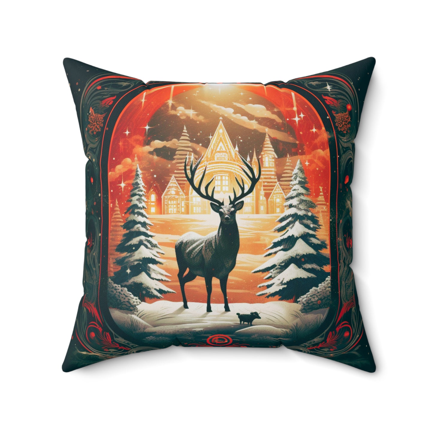 Reindeer in the Winter | Square Pillow | Home Decor | 2 sizes available