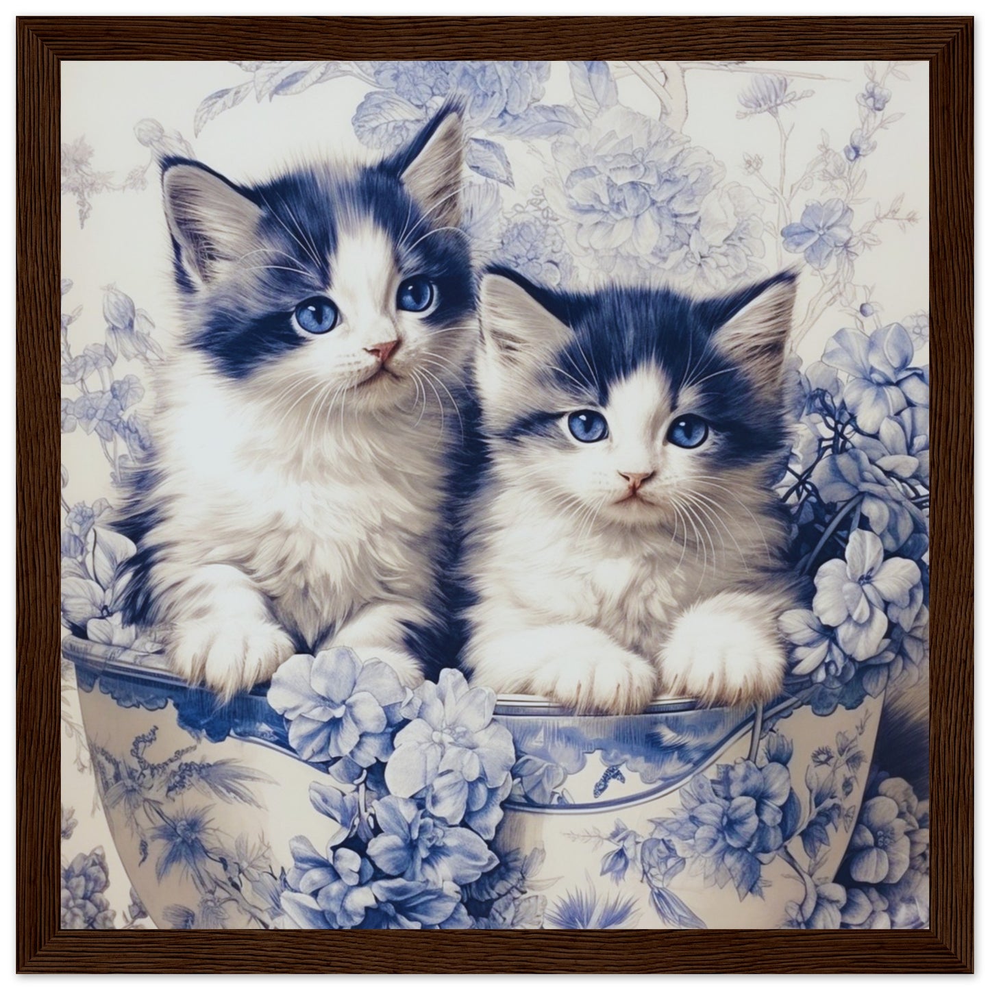 Blue Eyed cats in bowl | Original Wall art