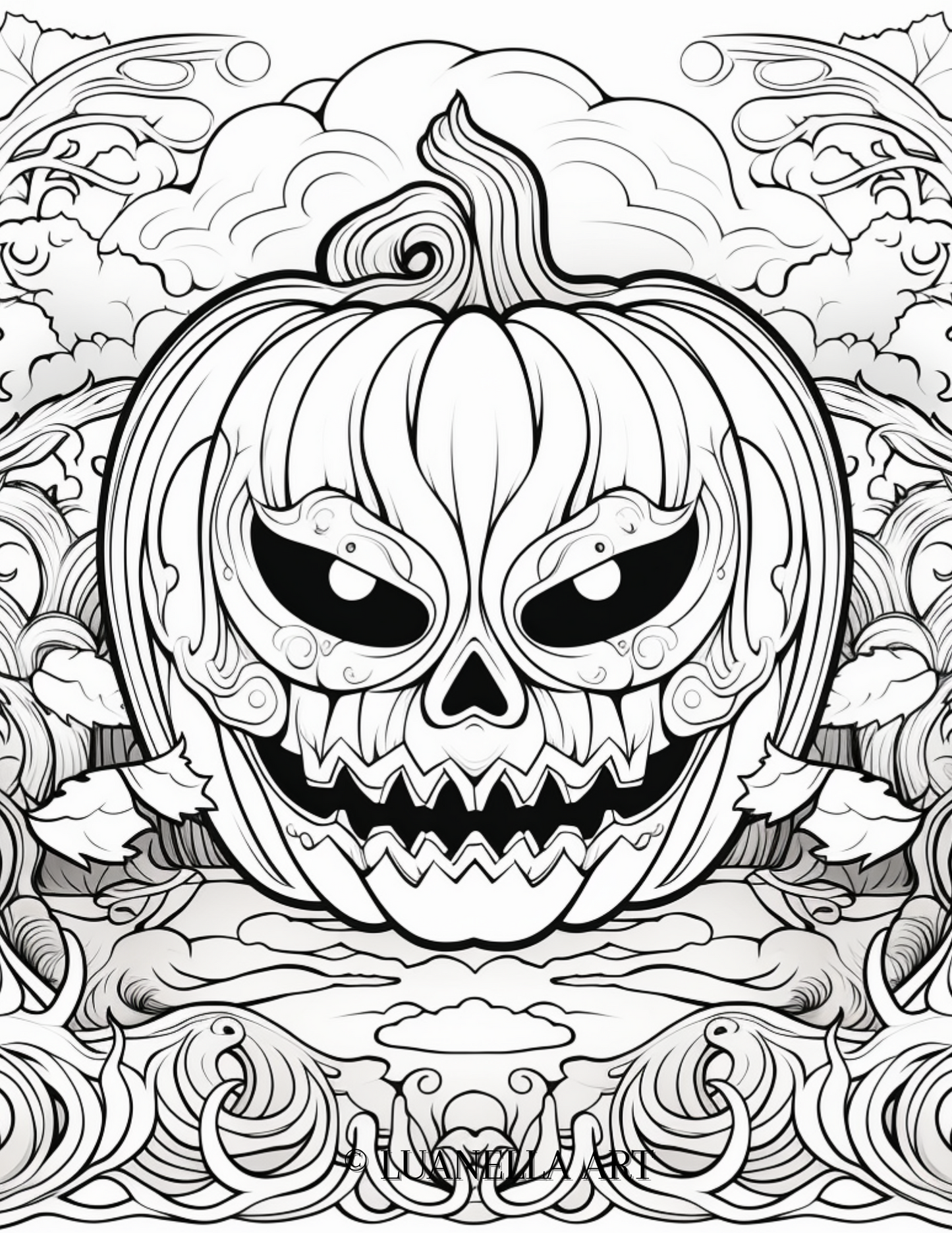 Perfect Carved Pumpkin  | Coloring Page | Instant Digital Download