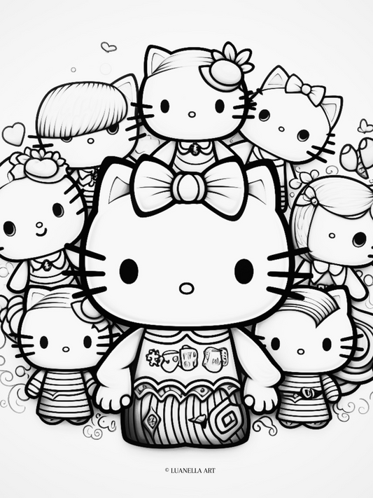 Hello Kitty and Sanrio friends | Coloring Page | Instant Digital Download