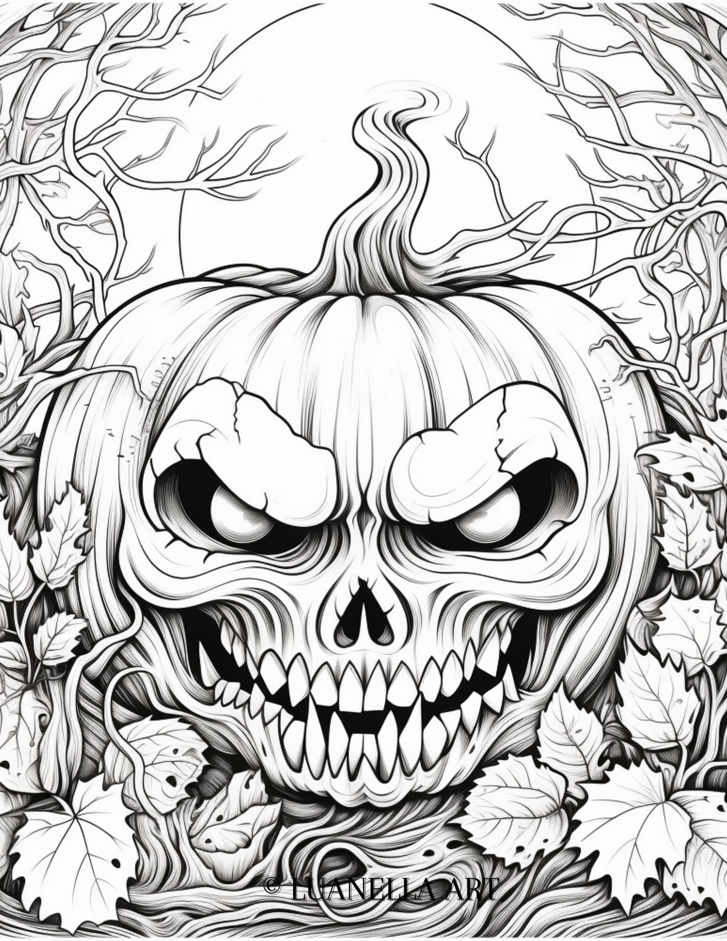 Super scary pumpkin carving | Coloring Page | Instant Digital Download