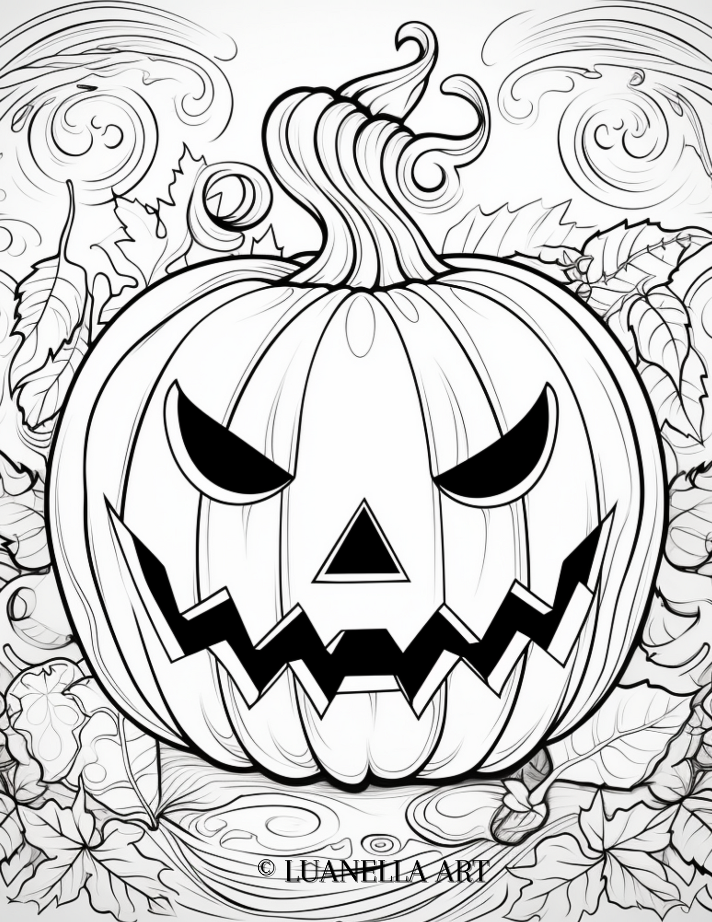 Carved Pumpkin | Coloring Page | Instant Digital Download