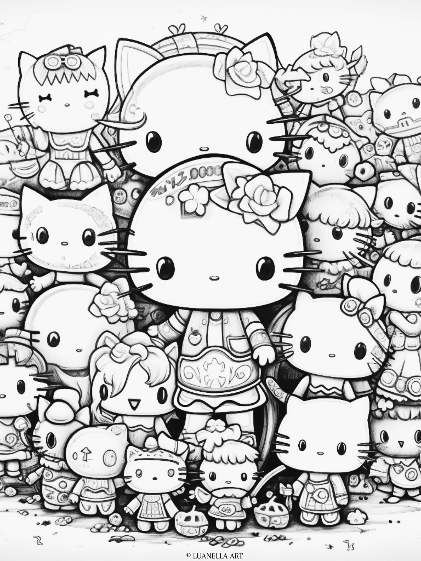 Hello Kitty, Mimmy and their Sanrio friends | Coloring Page | Instant Digital Download