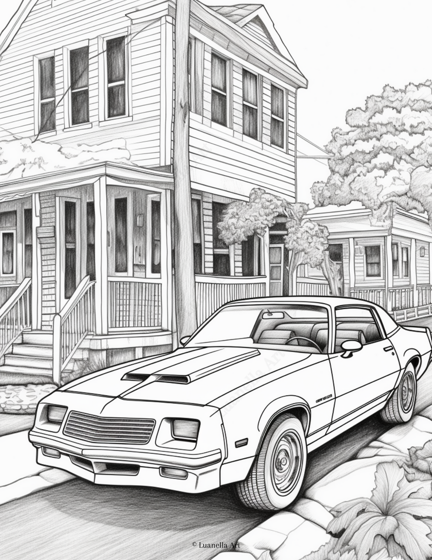 Retro Car coloring page | Car Aesthetic | Instant download PNG