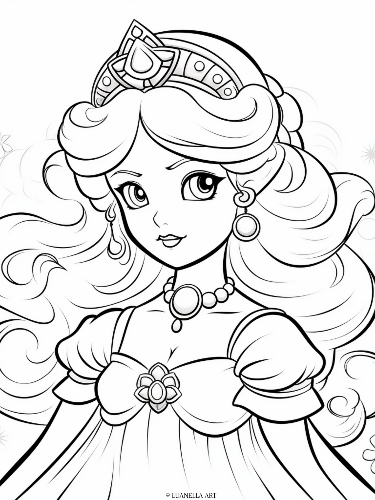 Pretty Princess Peach | Coloring Page | Instant Digital Download