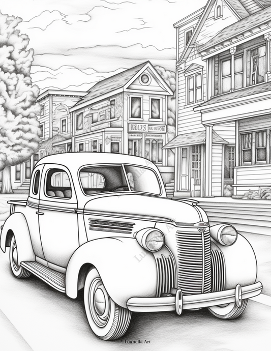 Vintage buggie Car coloring page | Car Aesthetic | Instant download PNG