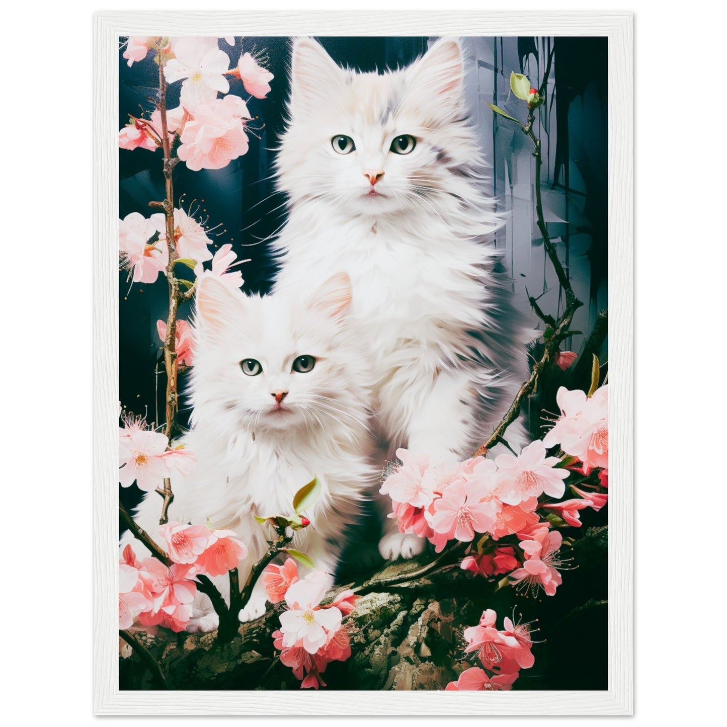 Kittens friends and flowers | Original Wall Art