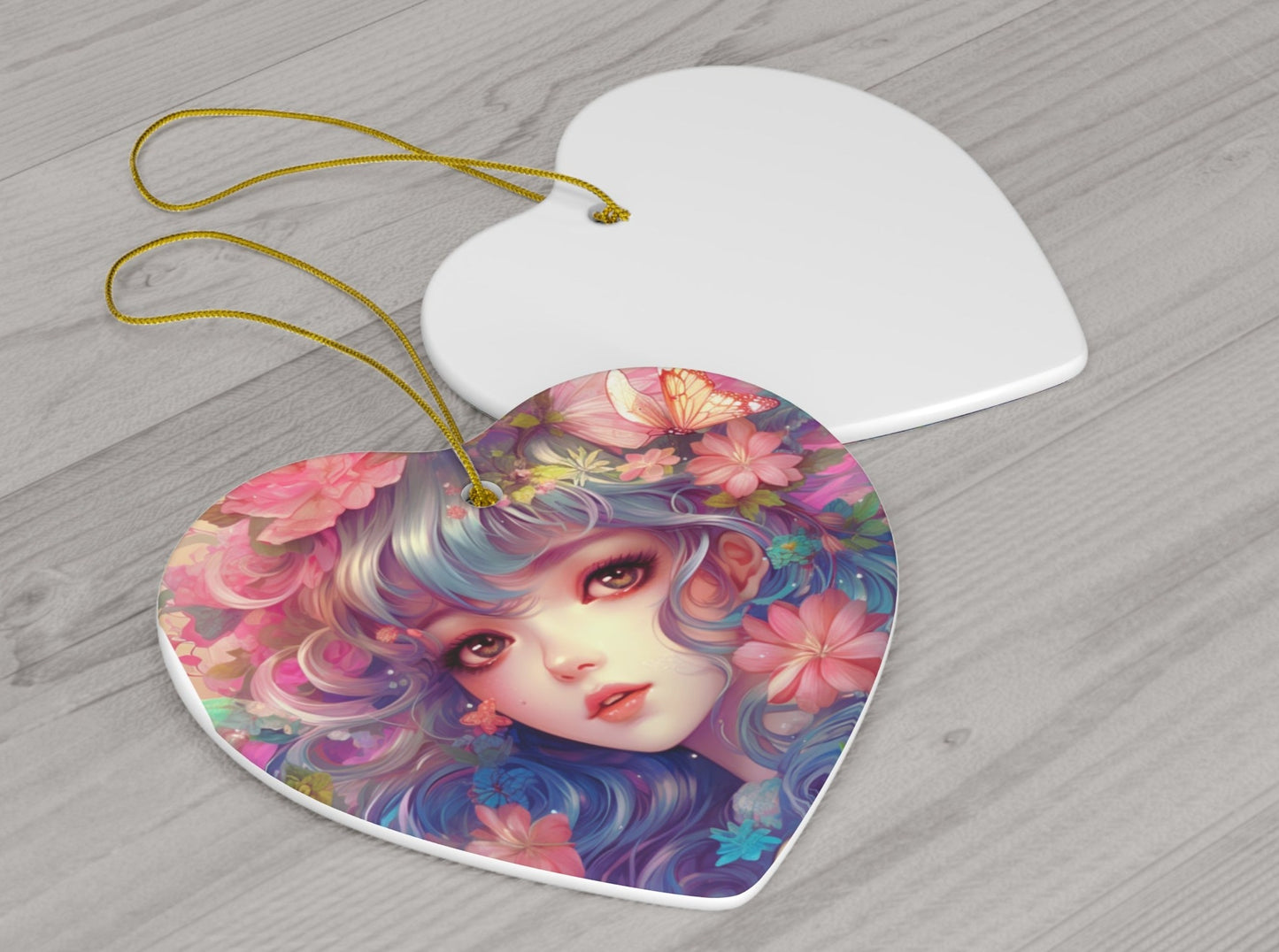Angel Girl  | Christmas Tree Ornament | Ceramic Ornament | ( Available in 4 shapes - Snowflake, Star, Heart and Circle)