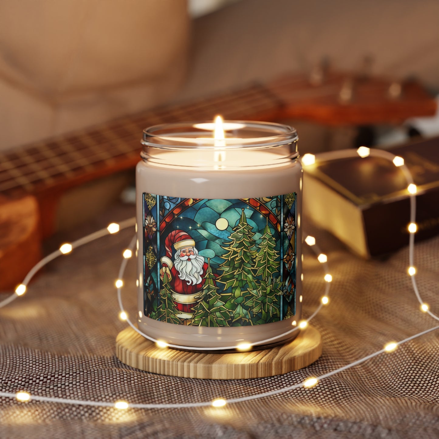 Santa Clause in the moonlight with trees | Scented Soy Candle | 9oz |  50-60 hours of Burning Time