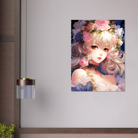 Lady in blue and flowers | Wall Art
