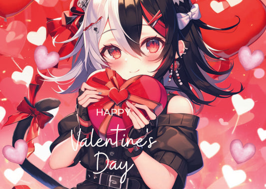 Goth anime girl "Happy Valentine day", Valentine Card $2