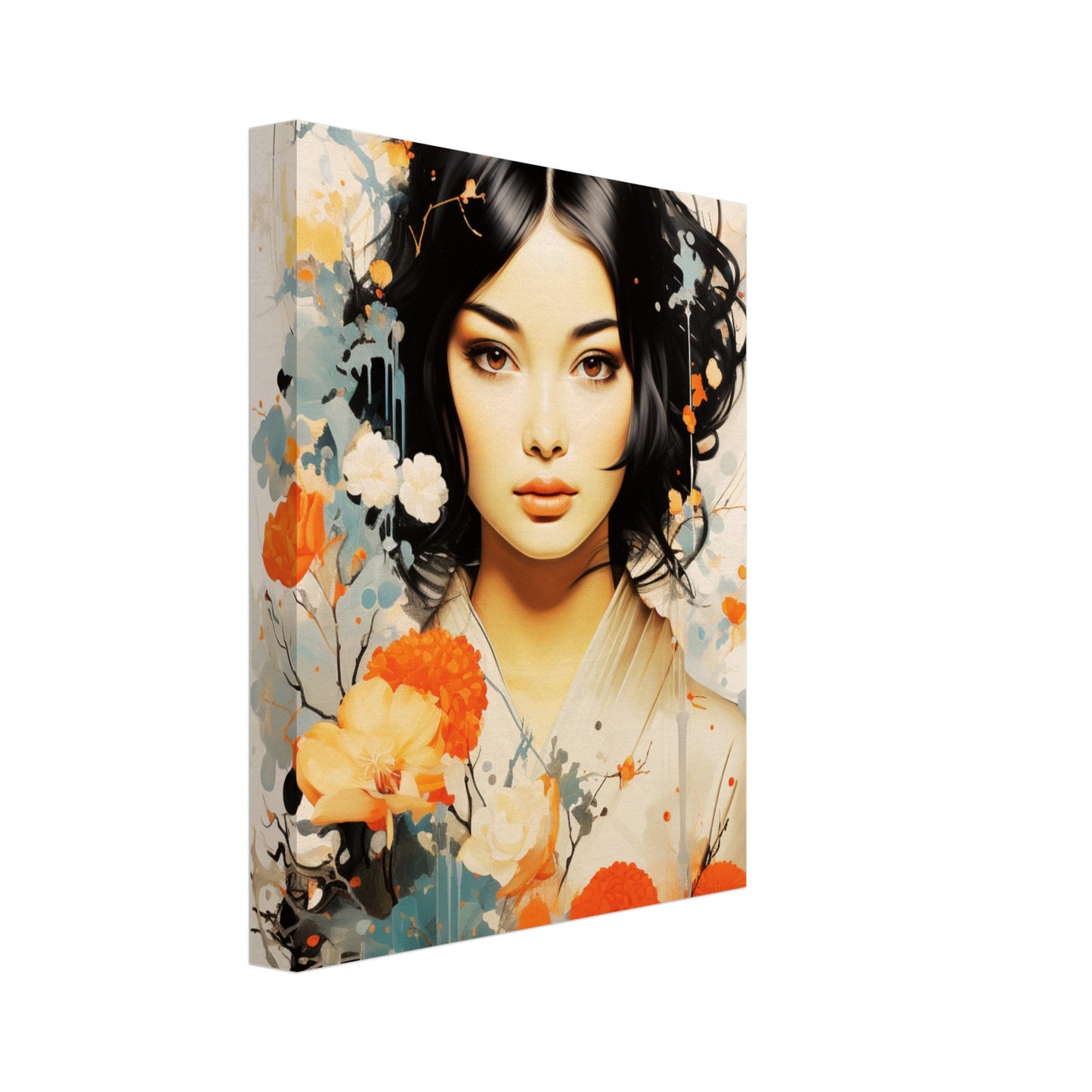 Japanese Girl and Flowers | Wall art