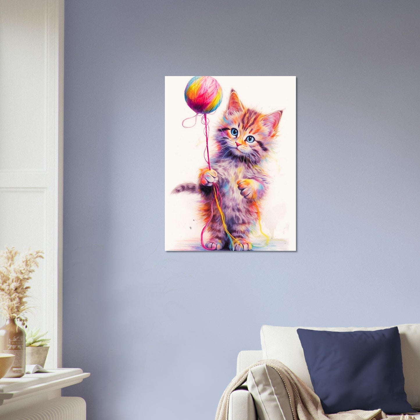 Cat and yarn | Premium Matte Paper Poster | Original Wall Art
