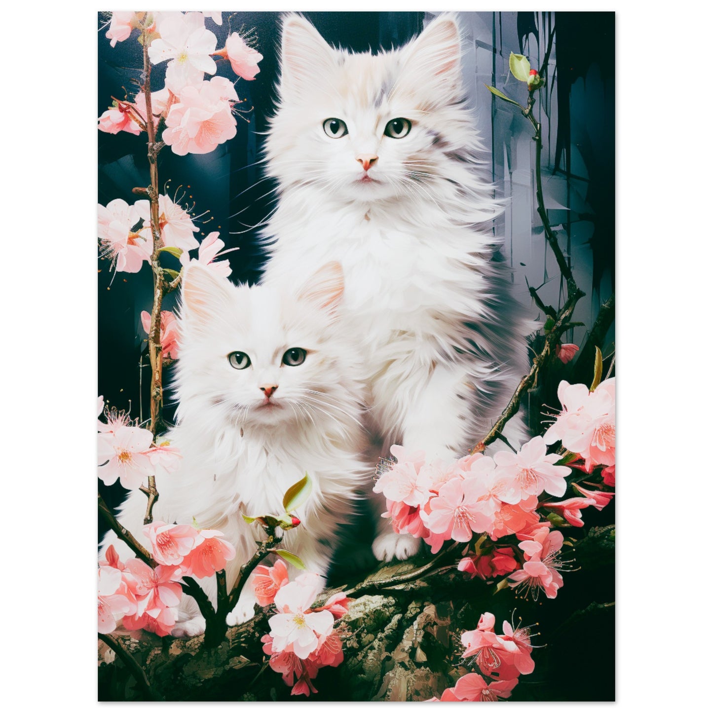 Cats and Cherry blossoms | Original Wall art