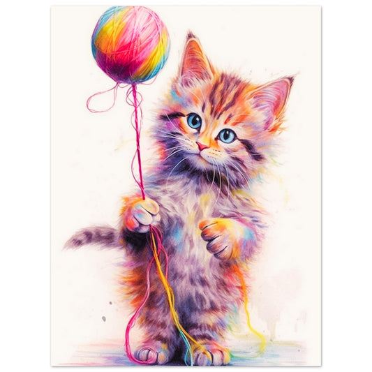 Cat and yarn | Premium Matte Paper Poster | Original Wall Art